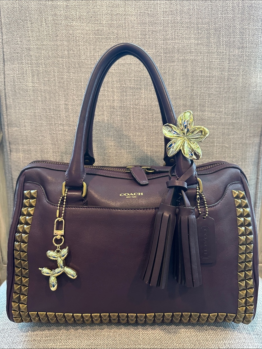 Coach Legacy Studded Haley Satchel. Plum/purple .Style 26404 - Picture 3 of 16
